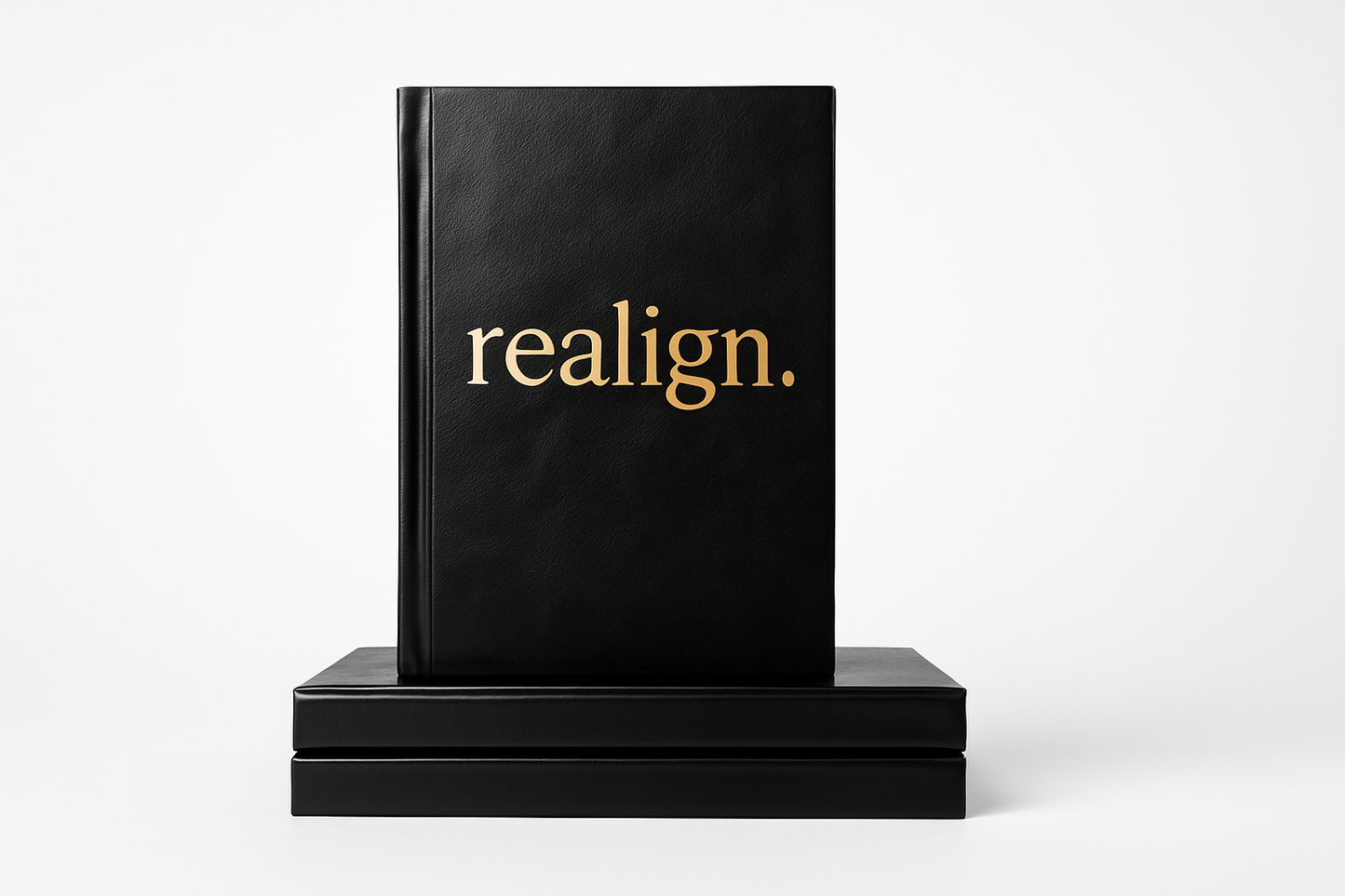 Premium Black Leather Lay Flat realign. Journal