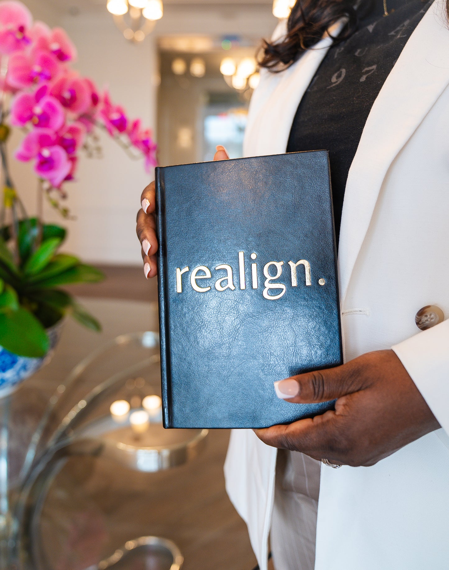 PREMIUM BLACK LEATHER LAY FLAT REALIGN JOURNAL