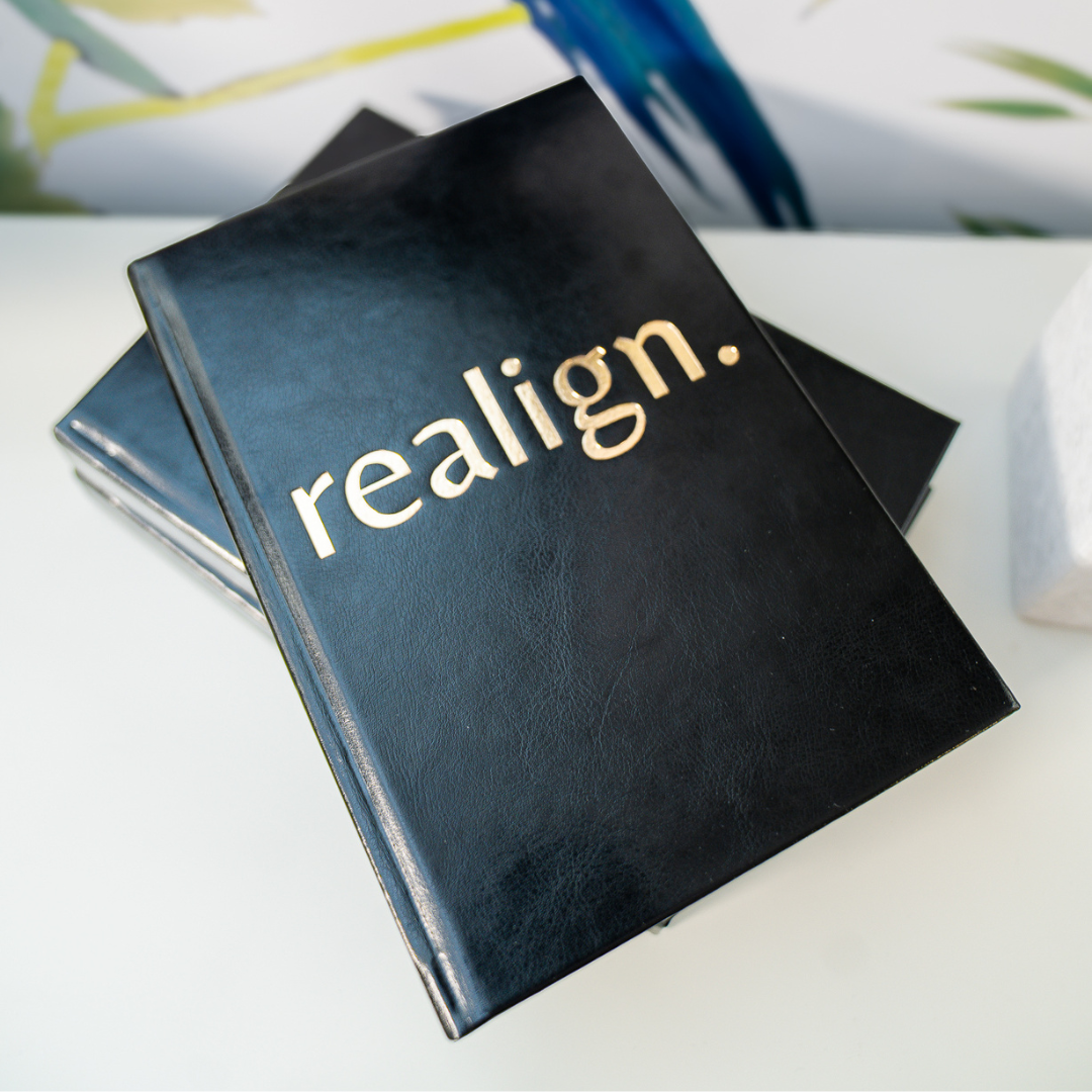 PREMIUM BLACK LEATHER LAY FLAT REALIGN JOURNAL